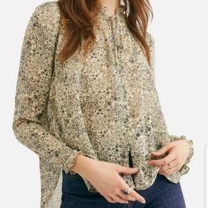 NWT Free People Honeydew Tie Neck Blouse